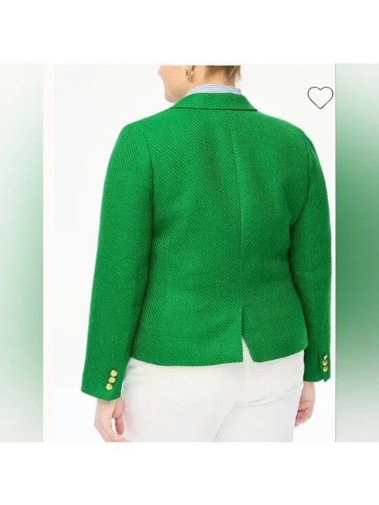 J.Crew Green Tweed Schoolboy Blazer Size 18 Gold Button Lined Classic Style - Picture 6 of 15